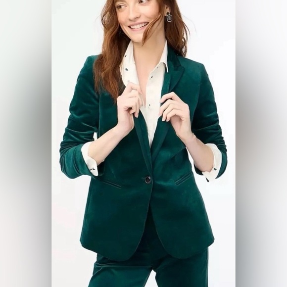 J. Crew Jackets & Blazers - J. Crew Women’s Velvet One-Button Blazer Old Forest Green Style BU281 Size 8 EUC